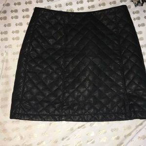 Black leather quilted skirt